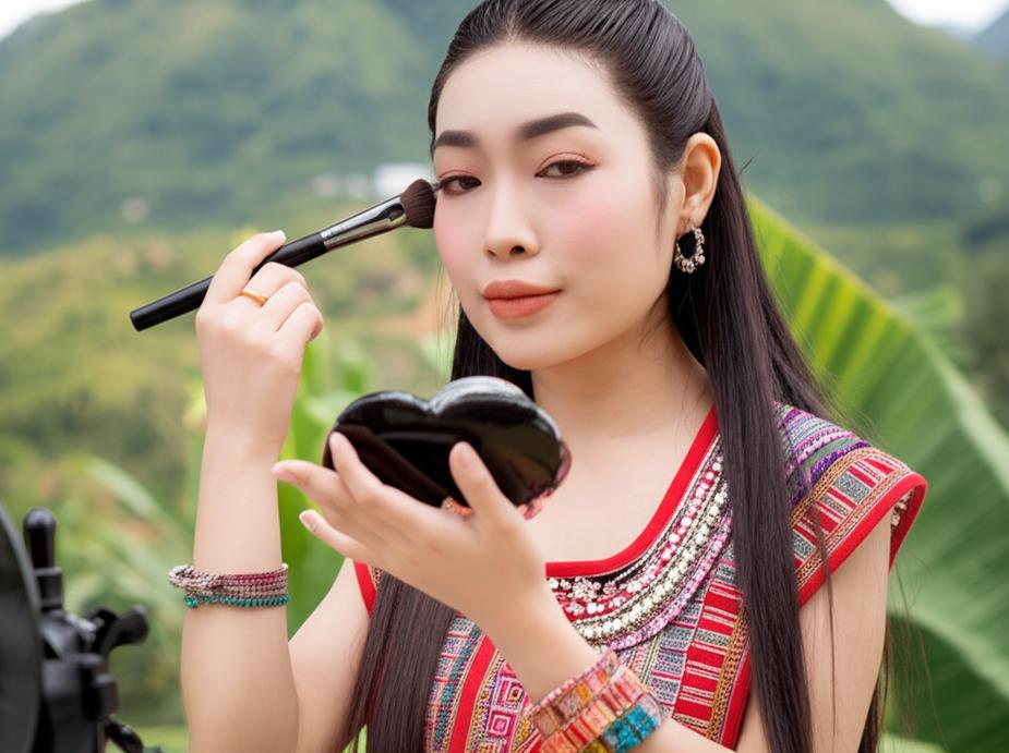 Cô gái Lai Châu rạng rỡ với mỹ phẩm chính hãng.