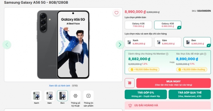 Galaxy A56 5G cũng bắt đầu giảm sau tới cả triệu, vua Android tầm trung ăn đứt iPhone 16 siêu dễ mua