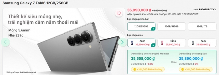 Galaxy Z Fold6 giảm sâu cả chục triệu, Galaxy AI đỉnh chóp áp đảo iPhone 16 Pro Max, top 1 điện thoại màn hình gập galaxy z fold6 giam sau ca chuc trieu galaxy ai dinh chop ap dao iphone 16 pro max top 1 dien thoai man hinh gap