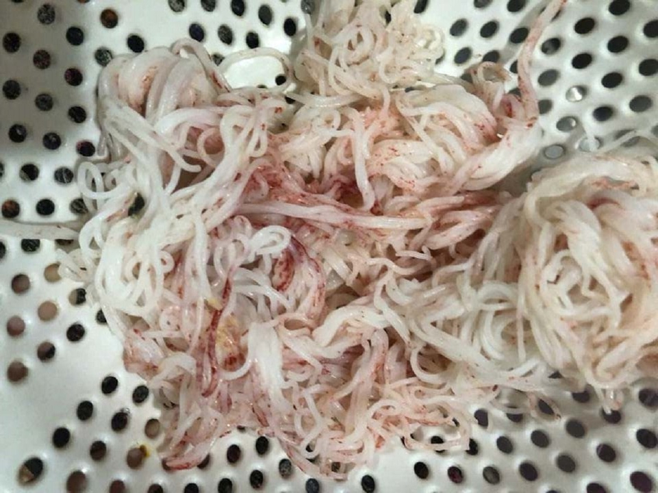 Bún chuyển sang màu đỏ sau vài giờ mua ở chợ Đà Nẵng: Bún chứa nấm men, nấm mốc 1 Bún chuyển sang màu đỏ sau vài giờ mua ở chợ Đà Nẵng: Bún chứa nấm men, nấm mốc