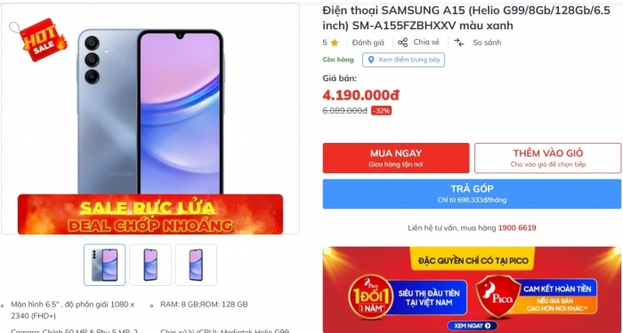Galaxy A15 nối dài chuỗi xả kho, chỉ hơn 4 triệu đồng, vua doanh số Android một thời siêu ngon rẻ