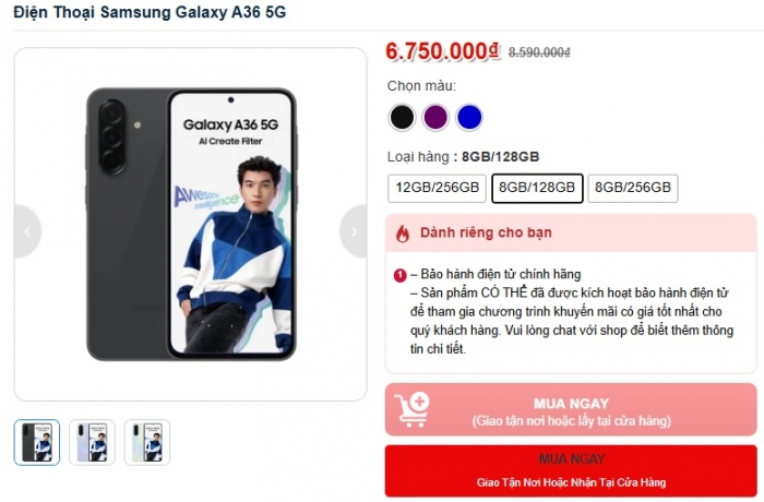 Galaxy A36 5G giá đập hộp từ 6 triệu, vua Android màn lớn tầm trung giá rẻ vẫn ăn đứt iPhone 16 galaxy a36 5g gia dap hop tu 6 trieu vua android man lon tam trung gia re van an dut iphone 16