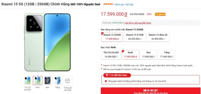 Xiaomi 15 giảm thủng đáy, đập hộp từ 17 triệu, trang bị sắc lẹm, chặt đẹp iPhone 16 Pro, Galaxy S25 1 Xiaomi 15 giảm thủng đáy, đập hộp từ 17 triệu, trang bị sắc lẹm, chặt đẹp iPhone 16 Pro, Galaxy S25